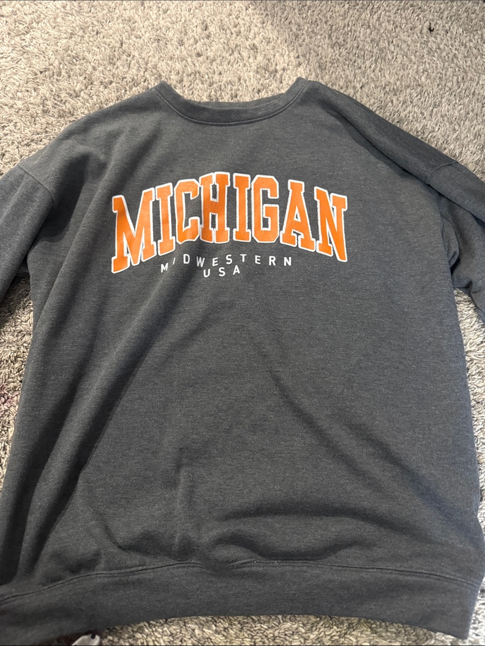 Amazon Michigan Crewneck Sweatshirt - Charcoal Gray & Orange